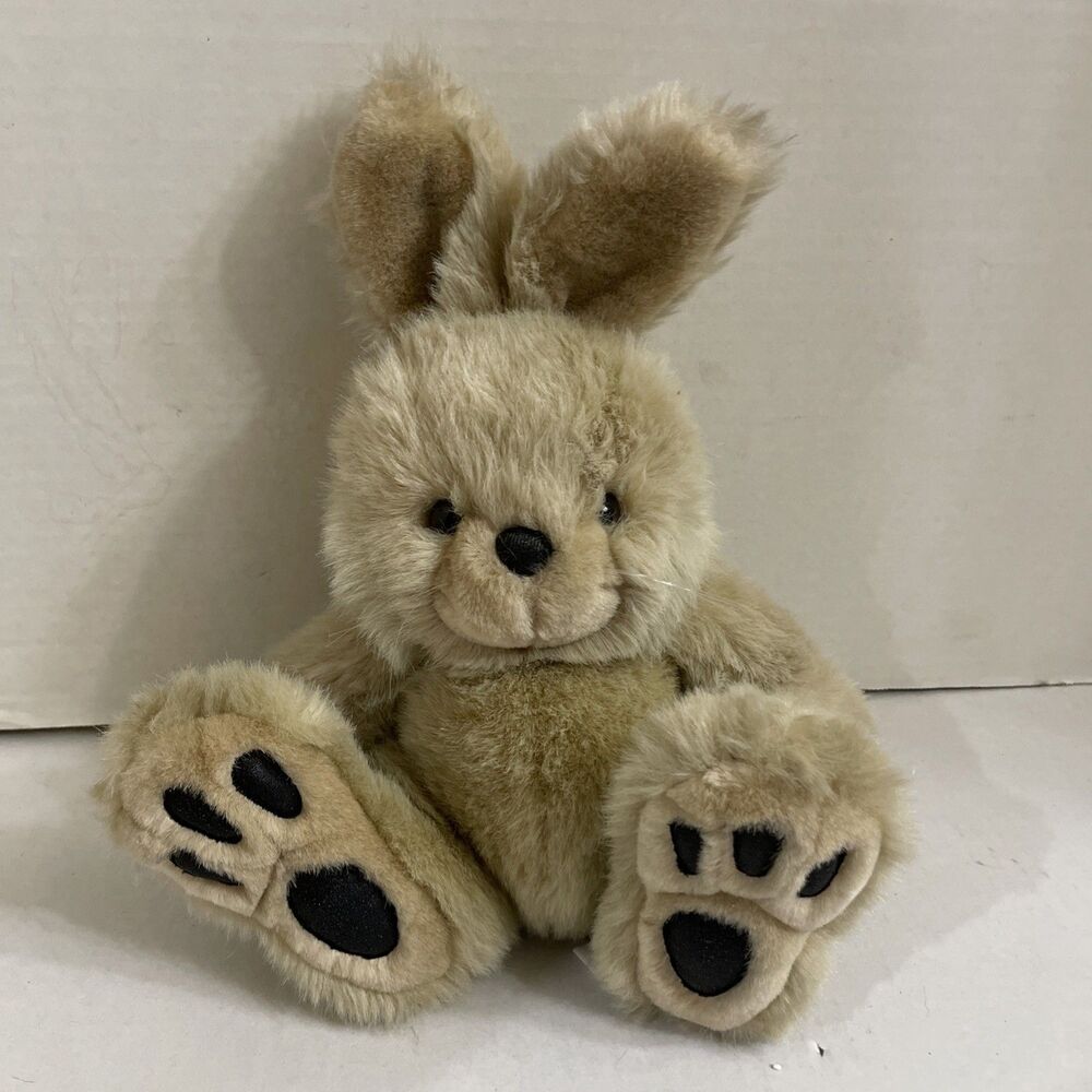 Vintage Chosun Eggcetera Brown Bunny Rabbit Plush Black Pads Big Feet Korea